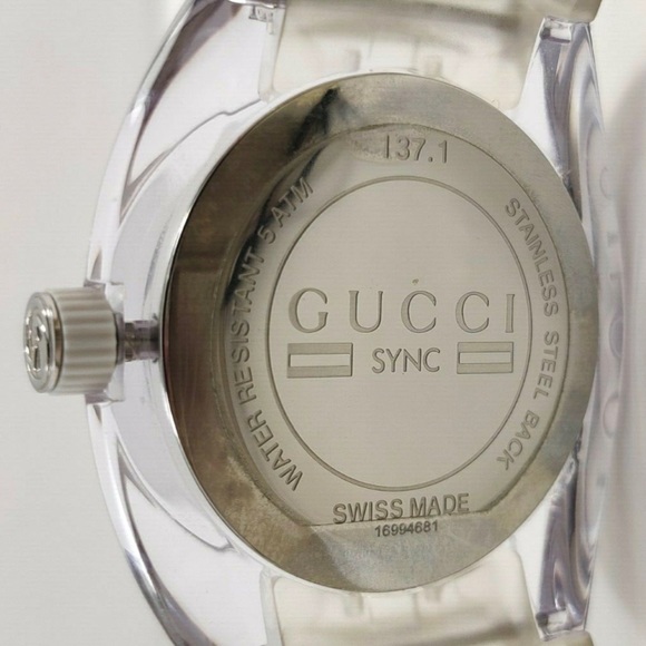 Gucci Sync SWISS Quartz White Dial Rubber Strap Sports Watch - Picture 12 of 12